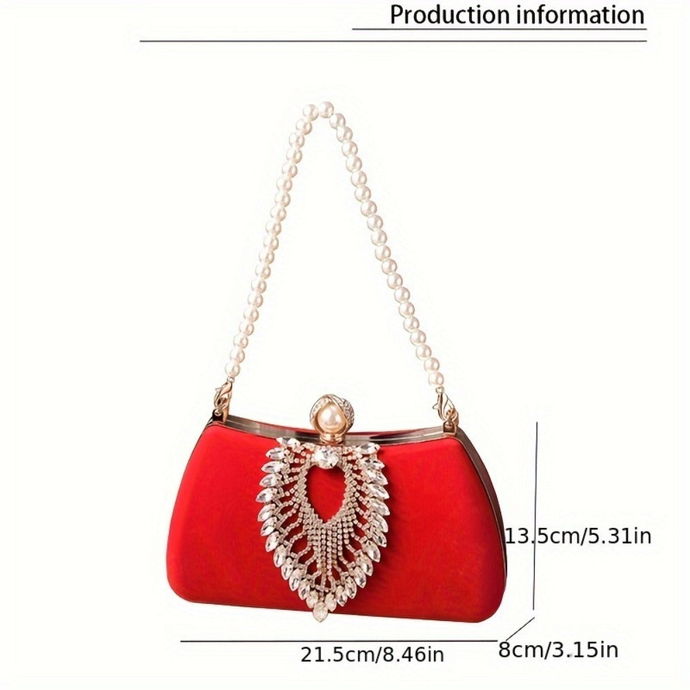 Women's Wallet – Velvet Evening Clutch Rhinestone Pearl – detail view 15