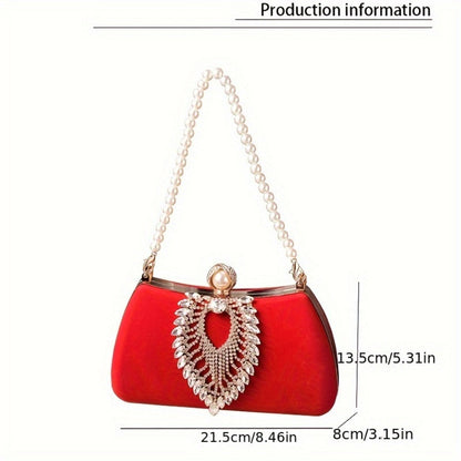 Women's Wallet – Velvet Evening Clutch Rhinestone Pearl – detail view 15
