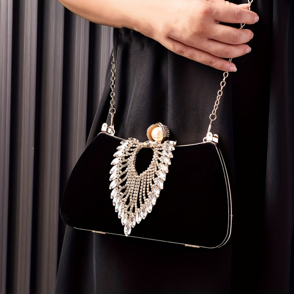 Women's Wallet – Velvet Evening Clutch Rhinestone Pearl – detail view 16
