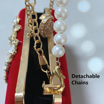 Women's Wallet – Velvet Evening Clutch Rhinestone Pearl – detail view 7