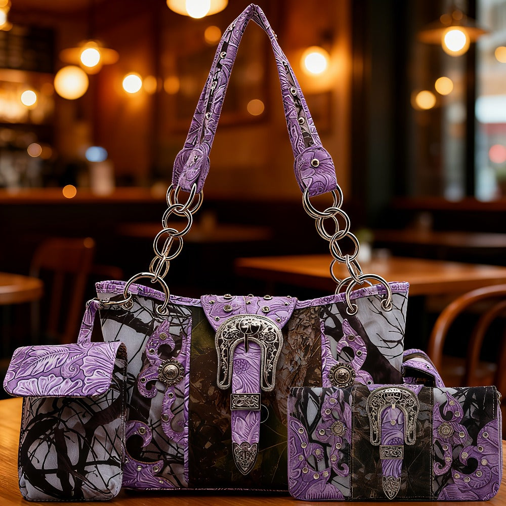 Women's Wallet – Western Camouflage Set Concho Buckle – detail view 2