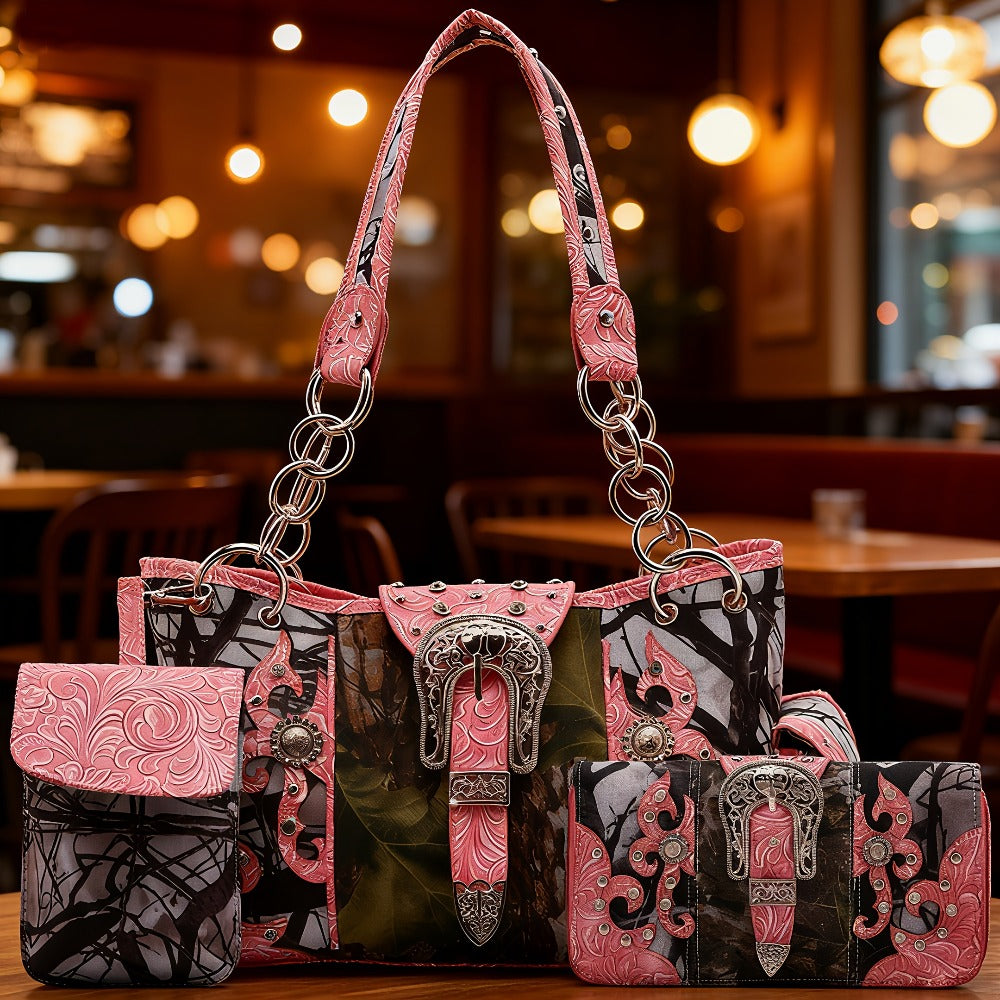 Women's Wallet – Western Camouflage Set Concho Buckle – front view