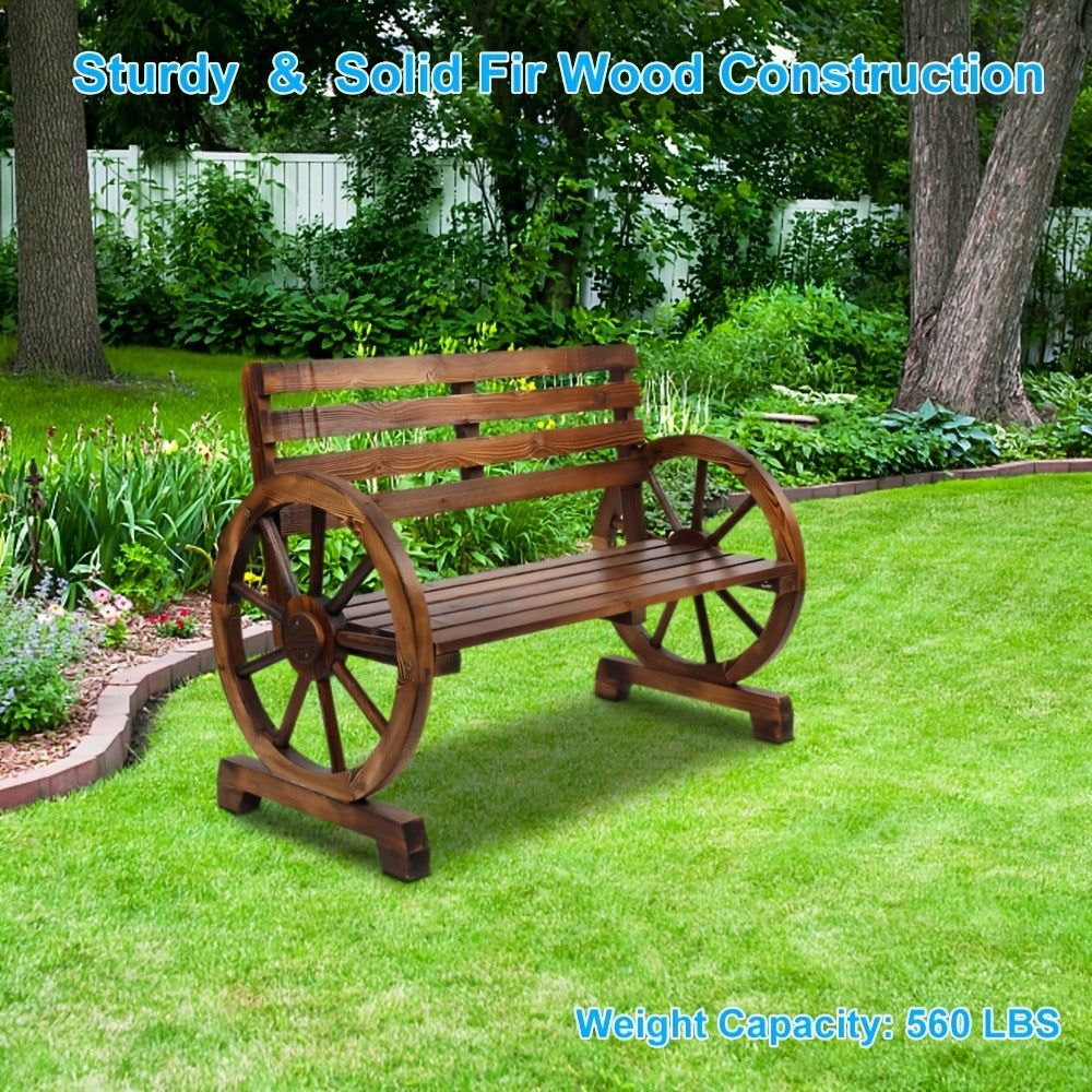 Wood Outdoor Bench with Slatted Seat for Comfortable Outdoor Seating detail image - detail view 10