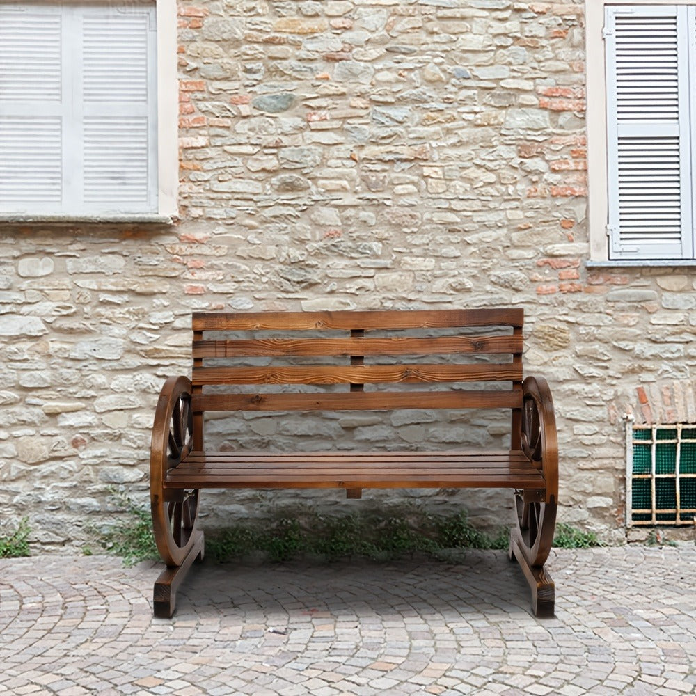 Wood Outdoor Bench with Slatted Seat for Comfortable Outdoor Seating detail image - detail view 11
