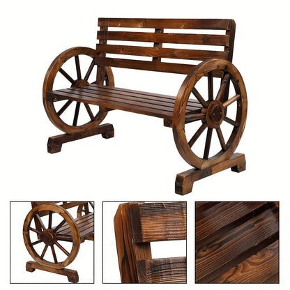 Wood Outdoor Bench with Slatted Seat for Comfortable Outdoor Seating detail image - detail view 13