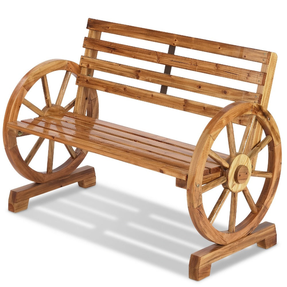 Wood Outdoor Bench with Slatted Seat for Comfortable Outdoor Seating detail image - detail view 3