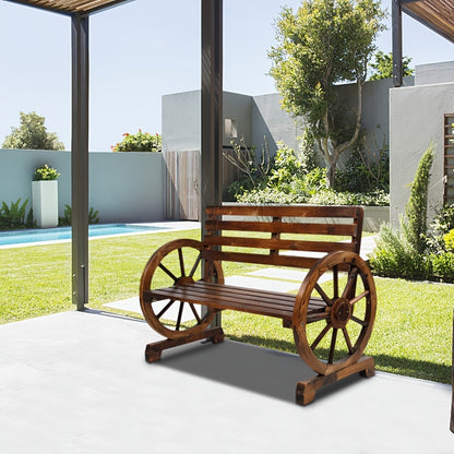 Wood Outdoor Bench with Slatted Seat for Comfortable Outdoor Seating detail image - detail view 4