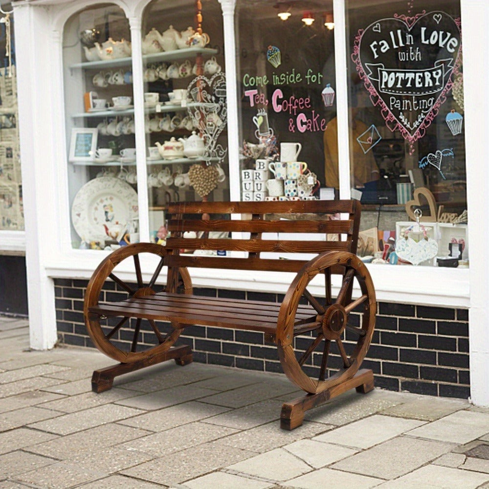 Wood Outdoor Bench with Slatted Seat for Comfortable Outdoor Seating detail image - detail view 6
