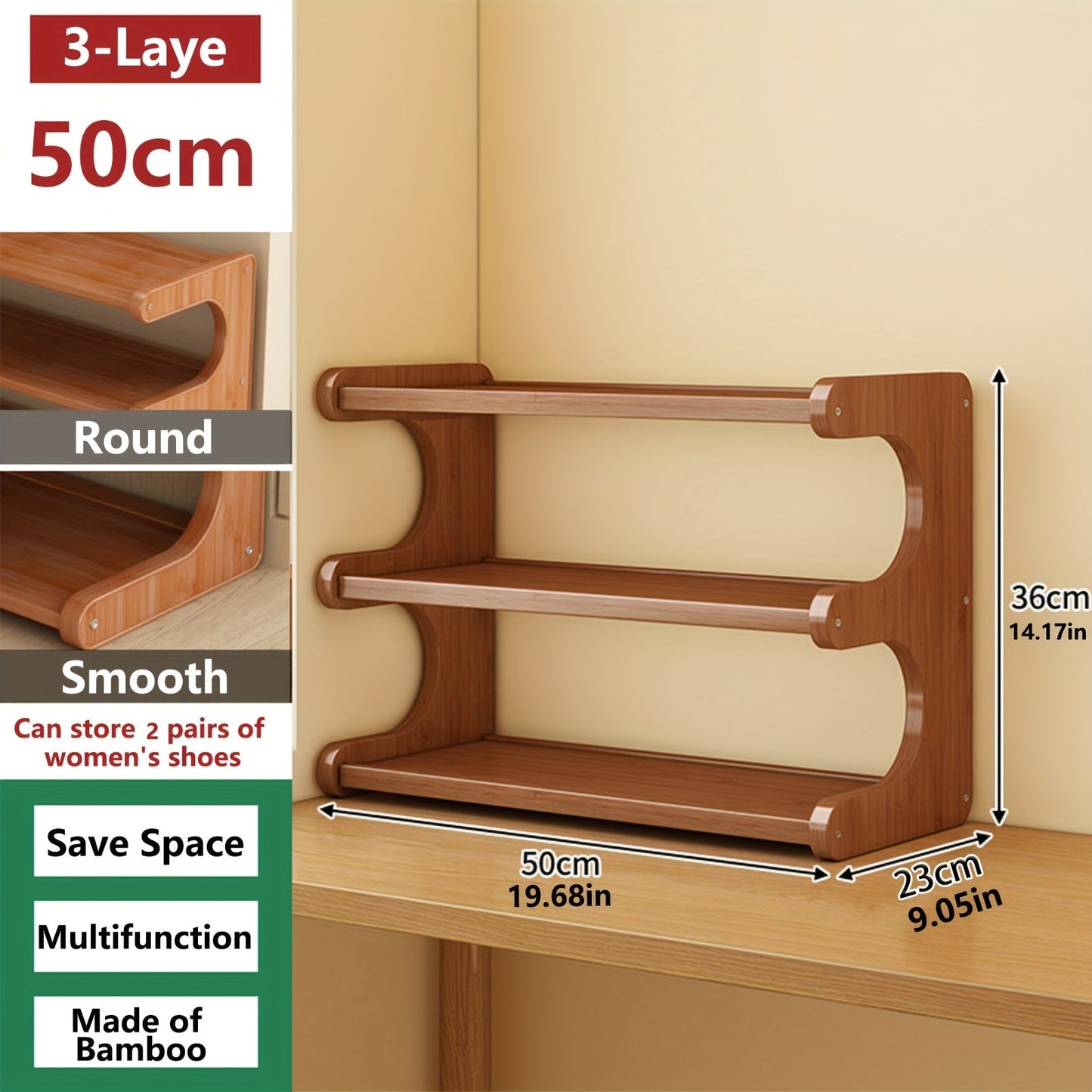 Shoe Rack shown in the 3 Layers - 19.69inch option