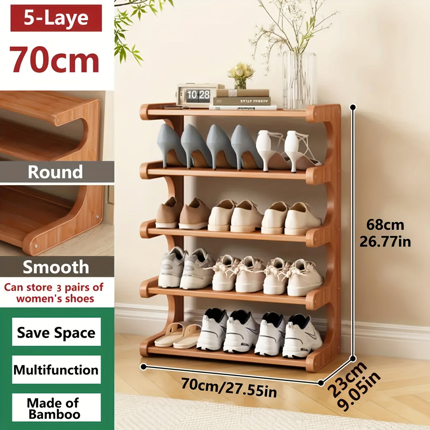 Shoe Rack shown in the 5 Layers - 27.56inch option