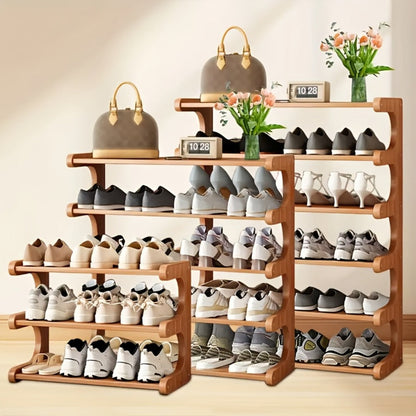 Wood Shoe Rack with Tool-Free Assembly for Organized Everyday Storage in Entryway detail image