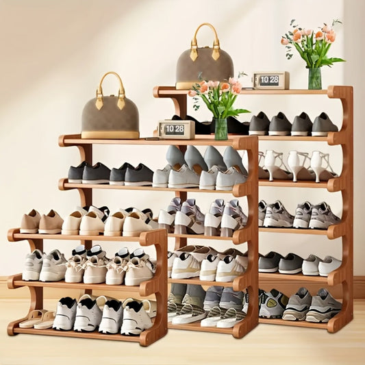 Wood Shoe Rack with Tool-Free Assembly for Organized Everyday Storage in Entryway detail image