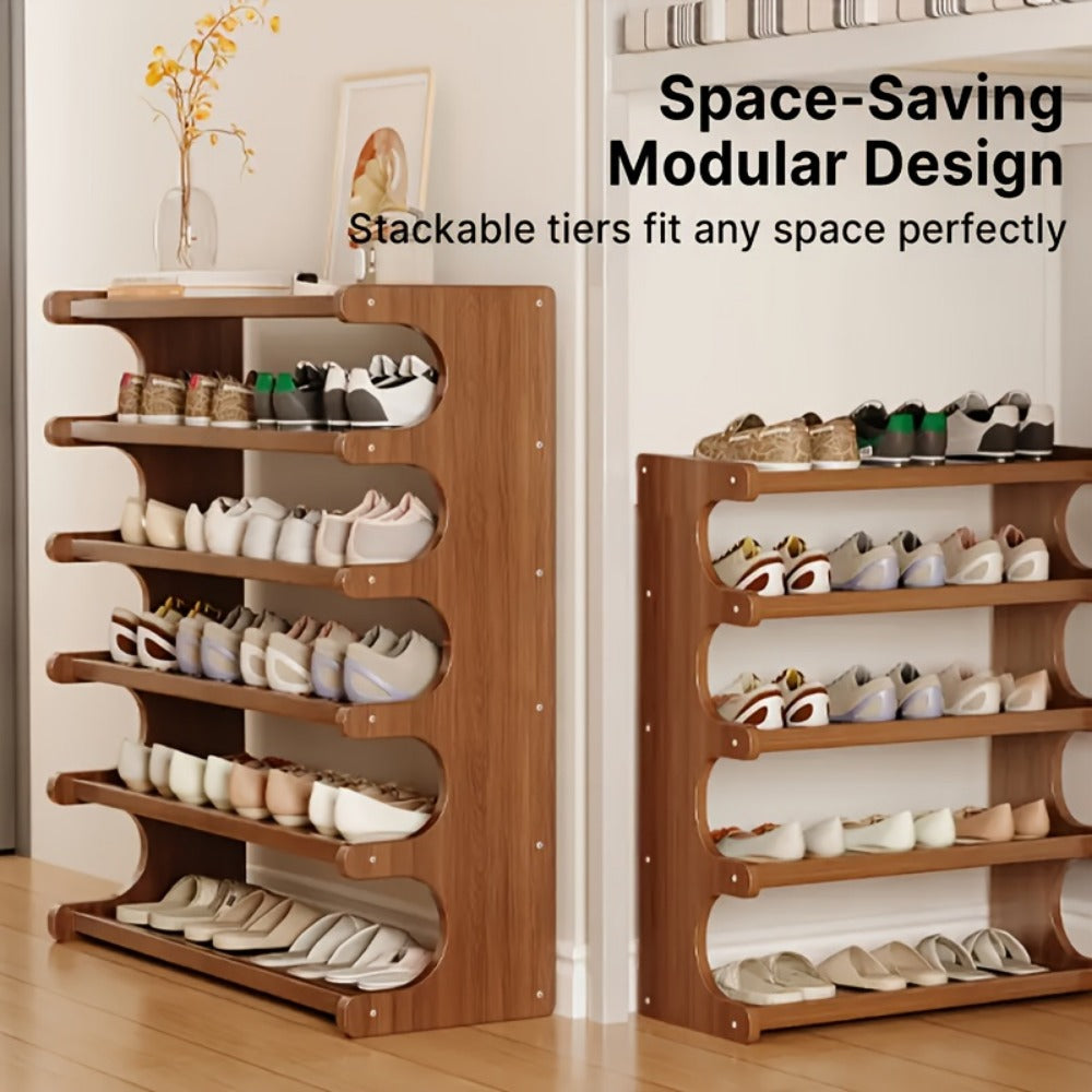 Wood Shoe Rack with Tool-Free Assembly for Organized Everyday Storage in Entryway detail image - detail view 6