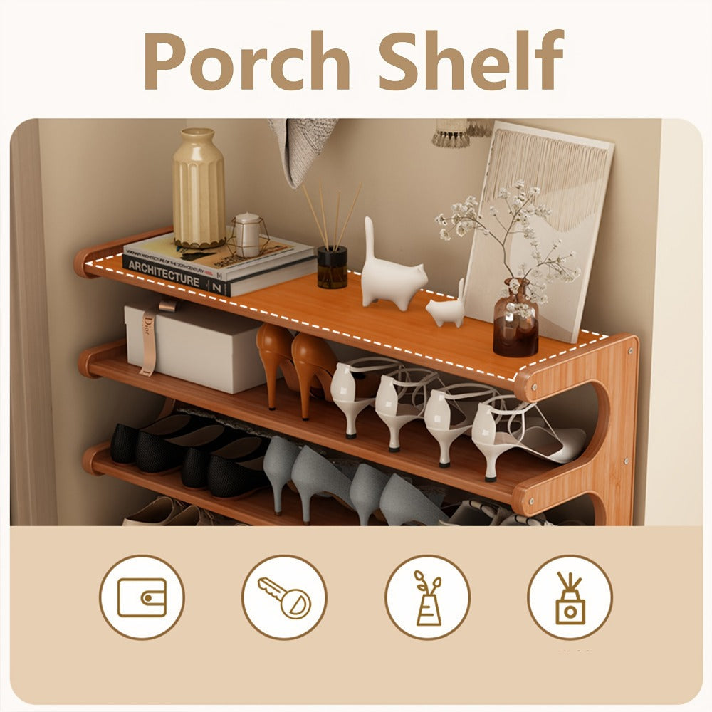 Wood Shoe Rack with Tool-Free Assembly for Organized Everyday Storage in Entryway detail image - detail view 8