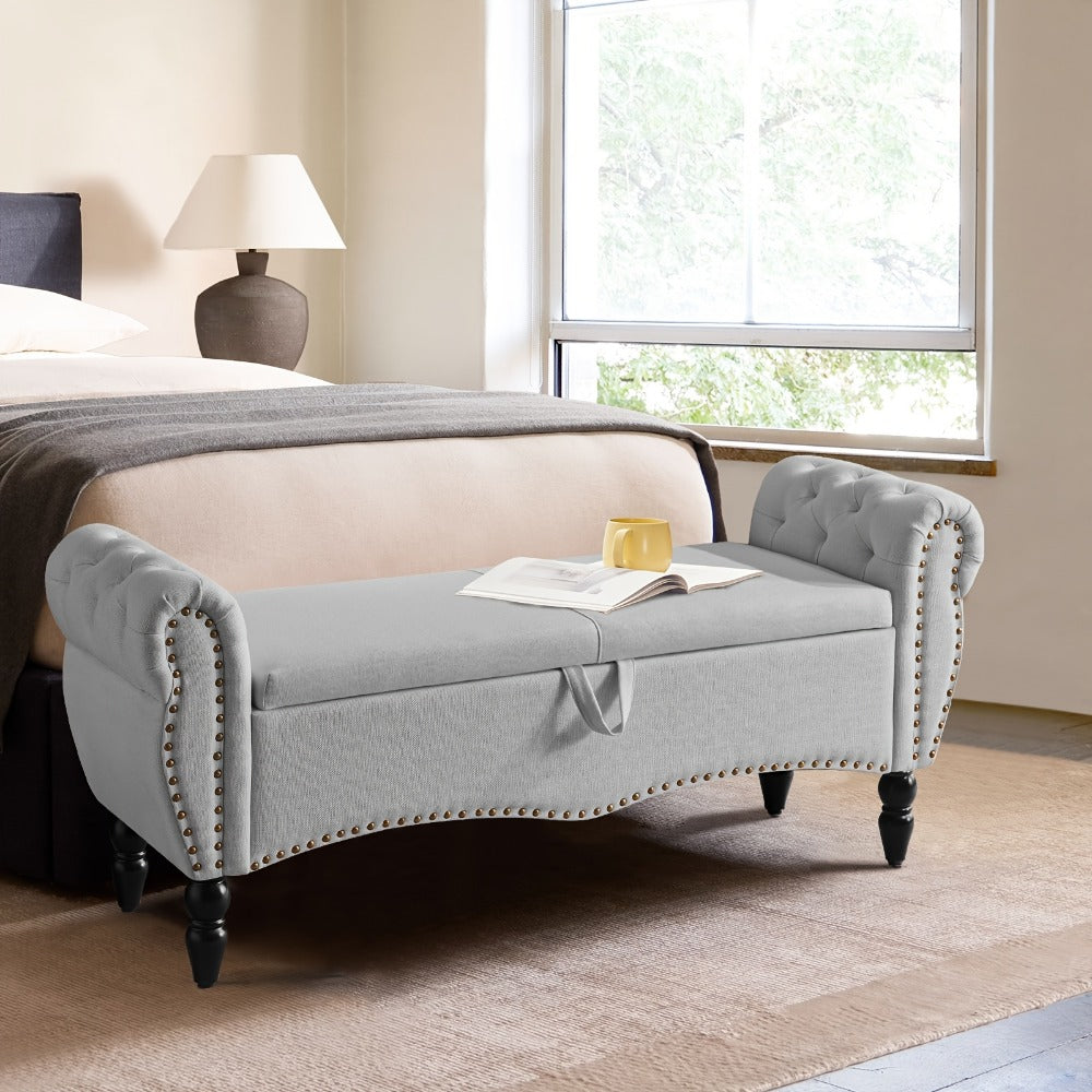Wood Storage Ottoman with Hidden Storage and Secure Lid for Living Room detail image - detail view 10