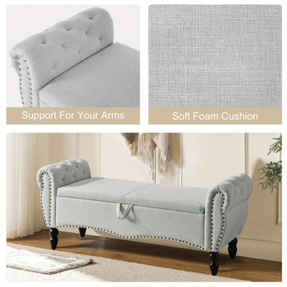 Wood Storage Ottoman with Hidden Storage and Secure Lid for Living Room detail image - detail view 12