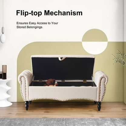 Wood Storage Ottoman with Hidden Storage and Secure Lid for Living Room detail image - detail view 13
