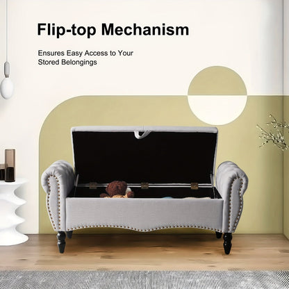 Wood Storage Ottoman with Hidden Storage and Secure Lid for Living Room detail image - detail view 14