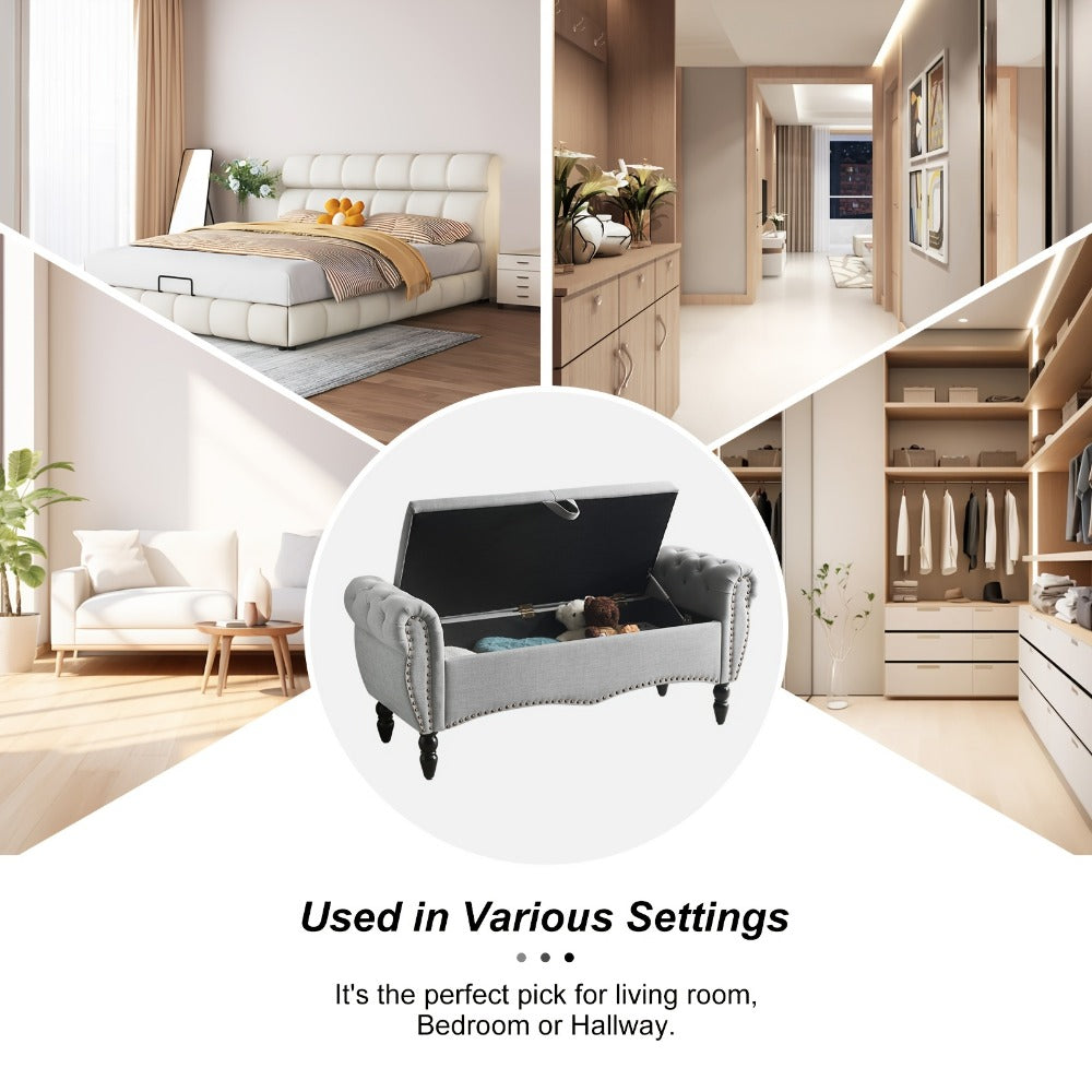 Wood Storage Ottoman with Hidden Storage and Secure Lid for Living Room detail image - detail view 15