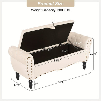 Wood Storage Ottoman with Hidden Storage and Secure Lid for Living Room detail image - detail view 3