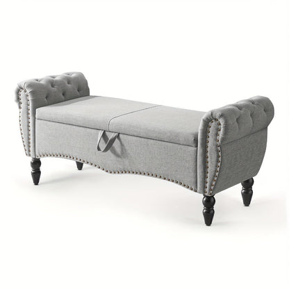 Wood Storage Ottoman with Hidden Storage and Secure Lid for Living Room detail image - detail view 4