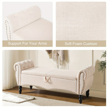 Wood Storage Ottoman with Hidden Storage and Secure Lid for Living Room detail image - detail view 6