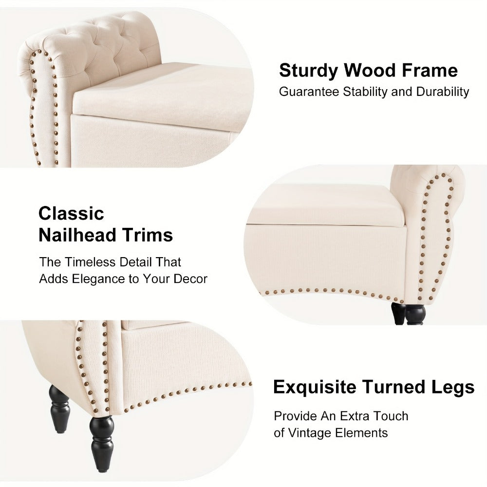 Wood Storage Ottoman with Hidden Storage and Secure Lid for Living Room detail image - detail view 7