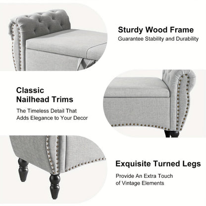 Wood Storage Ottoman with Hidden Storage and Secure Lid for Living Room detail image - detail view 8