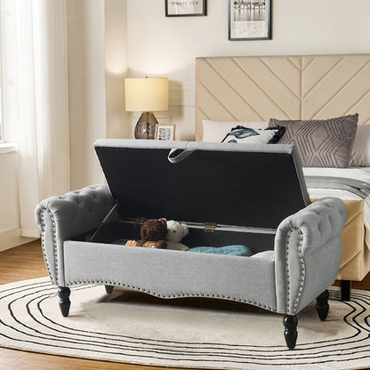 Wood Storage Ottoman with Hidden Storage and Secure Lid for Living Room detail image - detail view 9