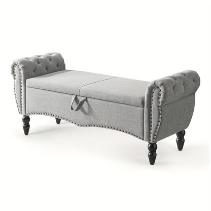 Storage Ottoman shown in the Light Gray-Linen option