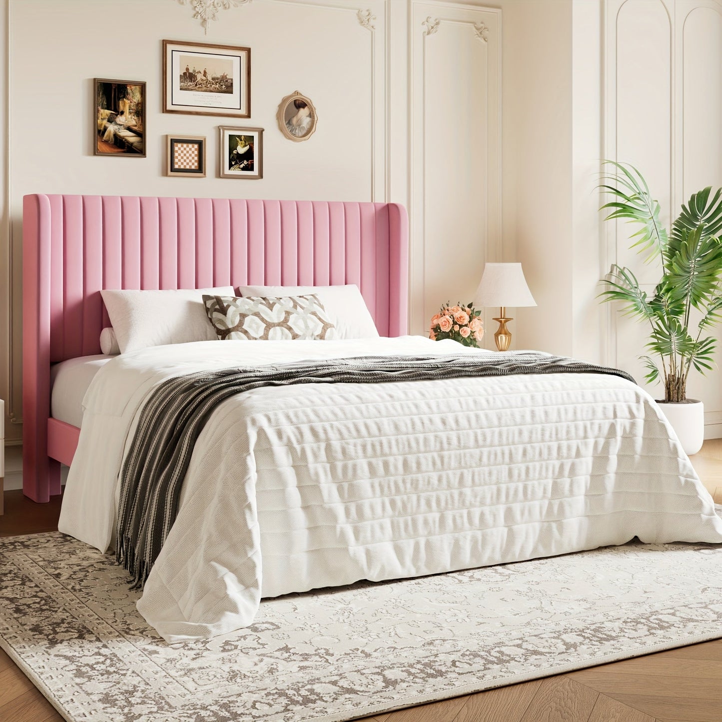Bed Frame shown in the pink, Full option