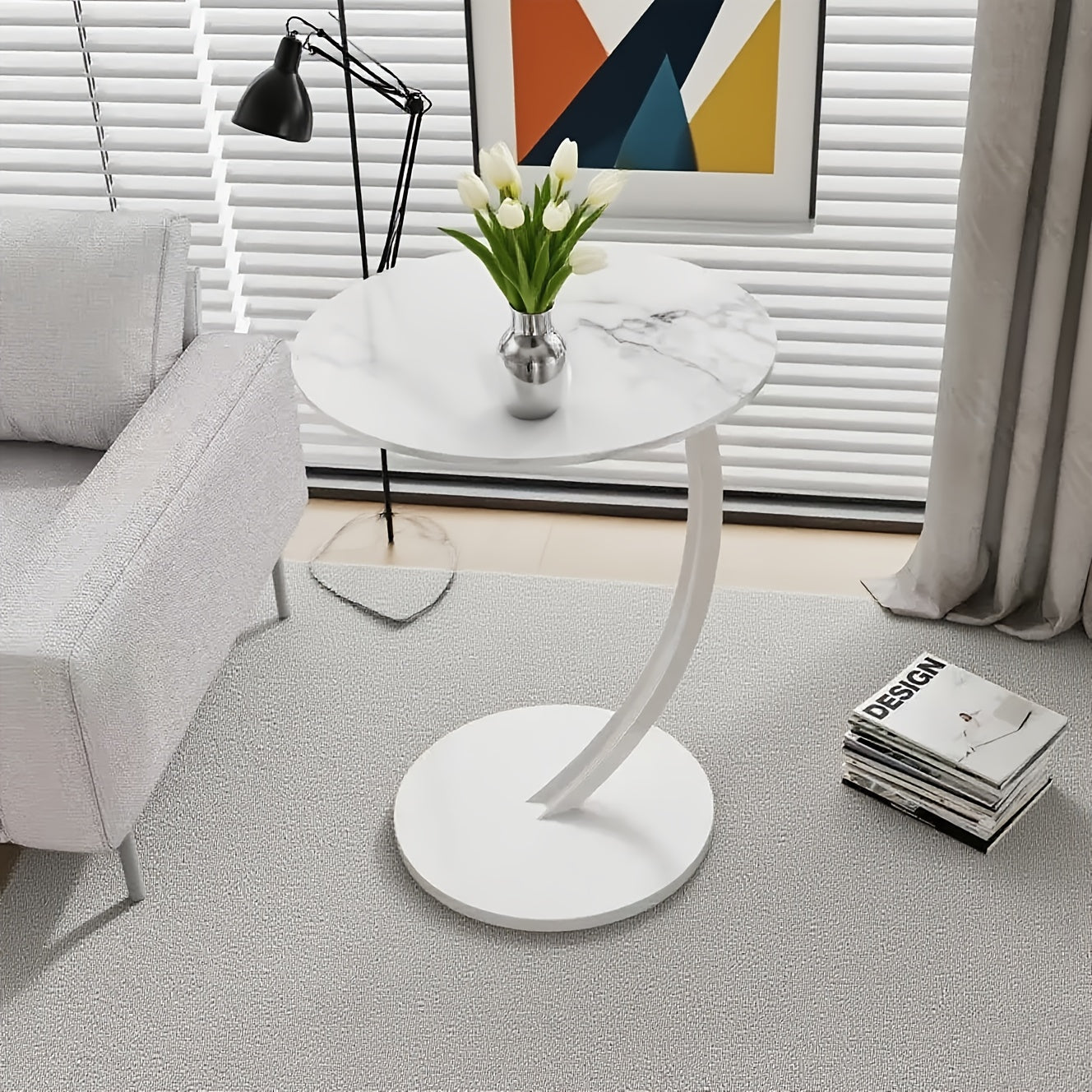 Side Table shown in the Clouds white option