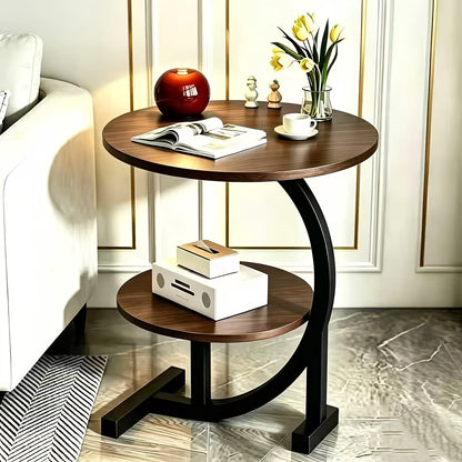 Side Table shown in the Double-layer upgraded walnut color option