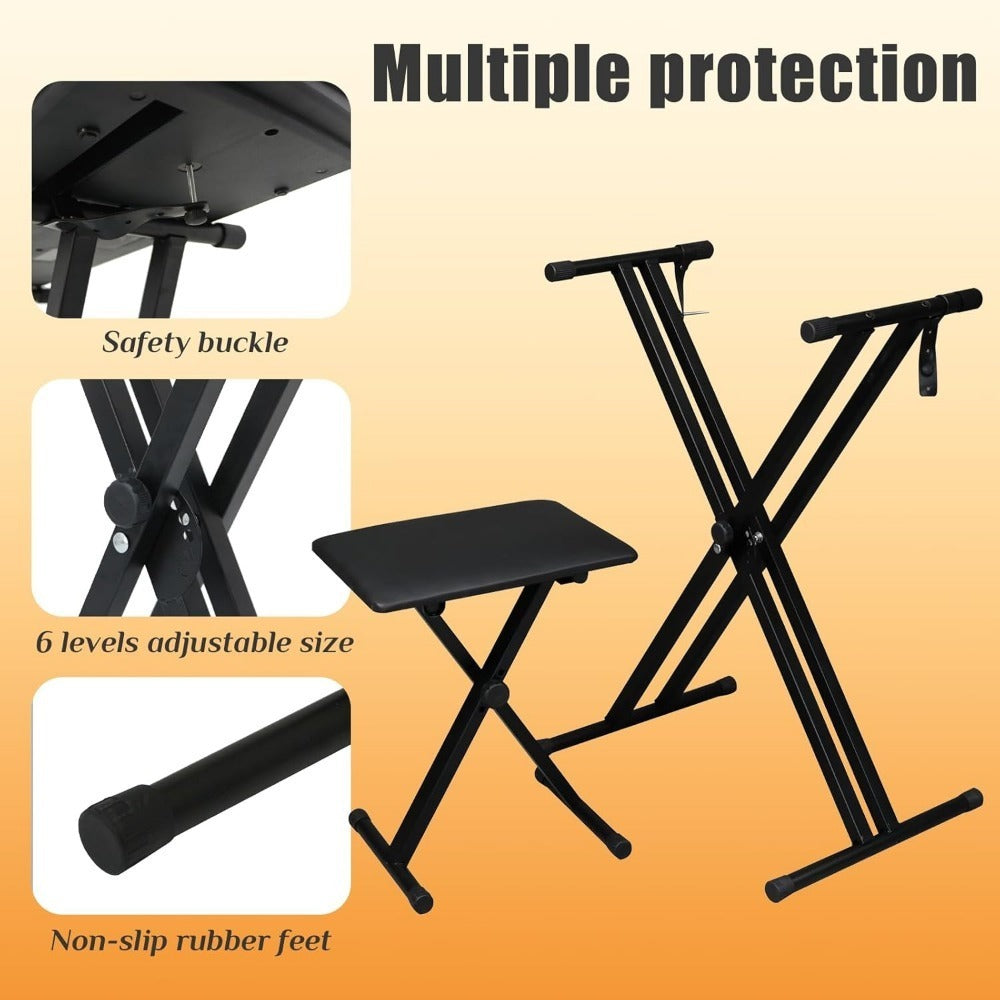 X-Style Keyboard Stand and Bench Set for 49, 61, 76 and 88-Key Pianos detail image - detail view 4