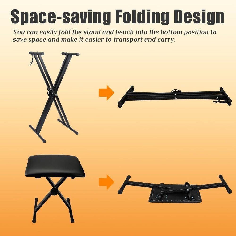 X-Style Keyboard Stand and Bench Set for 49, 61, 76 and 88-Key Pianos detail image - detail view 7