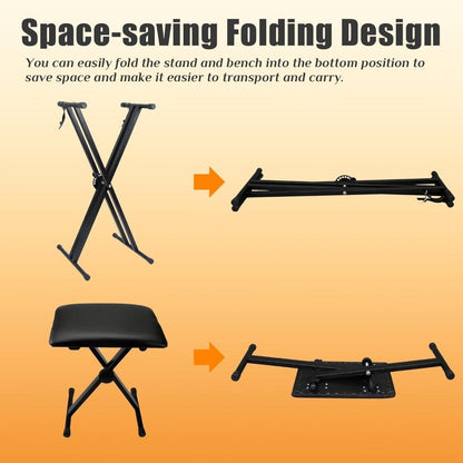 X-Style Keyboard Stand and Bench Set for 49, 61, 76 and 88-Key Pianos detail image - detail view 7