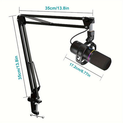 XLR and USB Dynamic Microphone Kit with RGB, Software and Boom Arm detail image