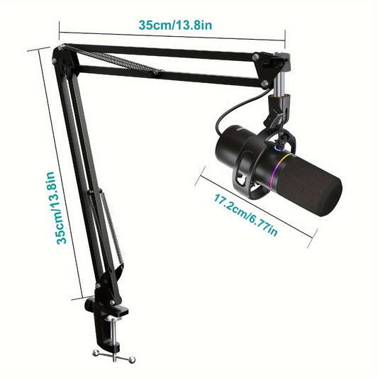 XLR and USB Dynamic Microphone Kit with RGB, Software and Boom Arm detail image