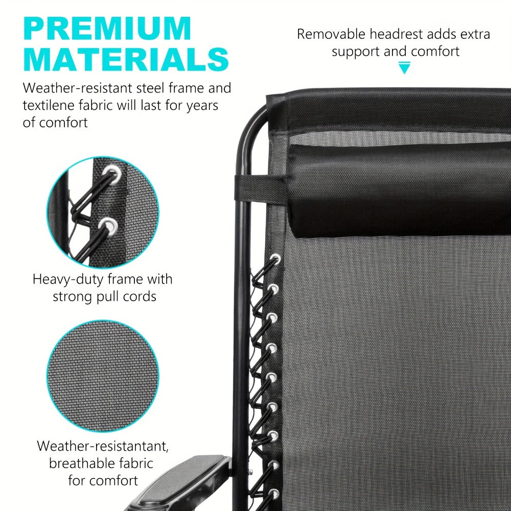 Zero-Gravity Foldable Outdoor Lounge Chair for Patio and Living Room detail image
