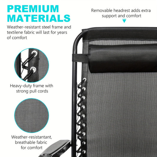 Zero-Gravity Foldable Outdoor Lounge Chair for Patio and Living Room detail image