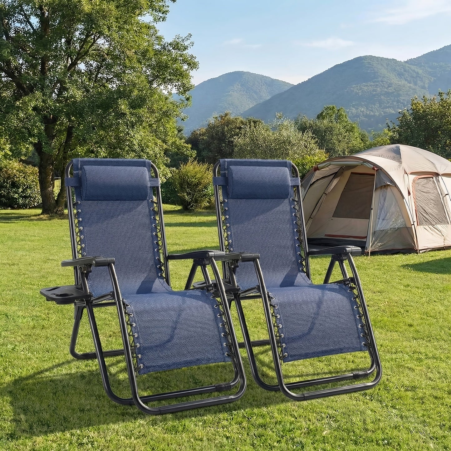 Outdoor Lounge Chair shown in the 2*Blue Recliner option