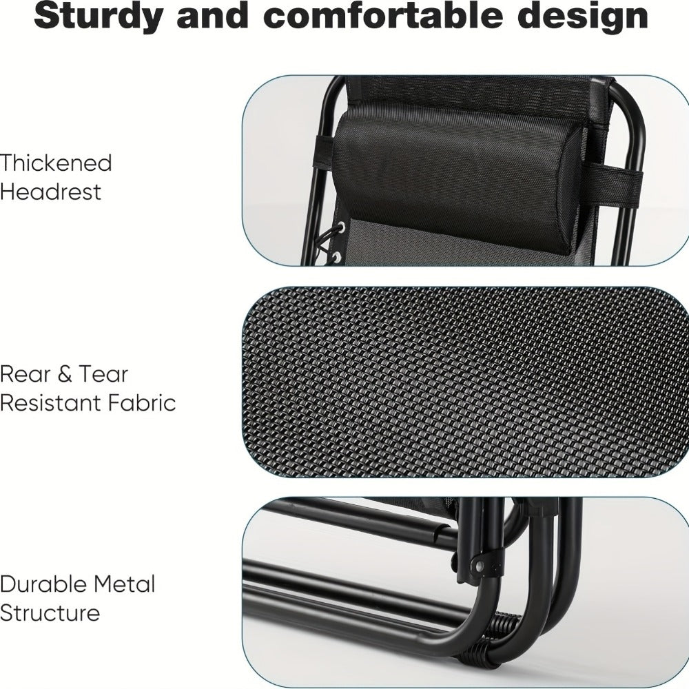Zero-Gravity Foldable Outdoor Lounge Chair with Cup Holder for Patio detail image - detail view 10