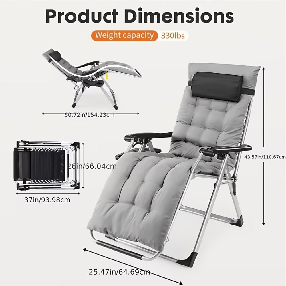 Zero-Gravity Foldable Outdoor Lounge Chair with Cup Holder for Patio detail image - detail view 12