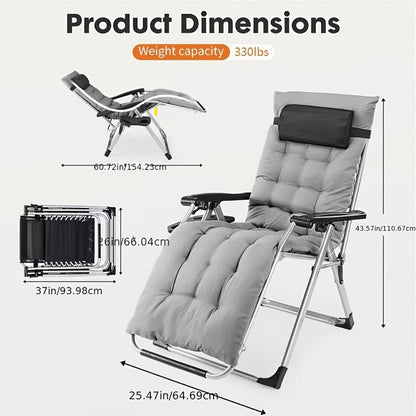 Zero-Gravity Foldable Outdoor Lounge Chair with Cup Holder for Patio detail image - detail view 12