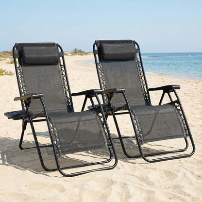 Zero-Gravity Foldable Outdoor Lounge Chair with Cup Holder for Patio detail image - detail view 3