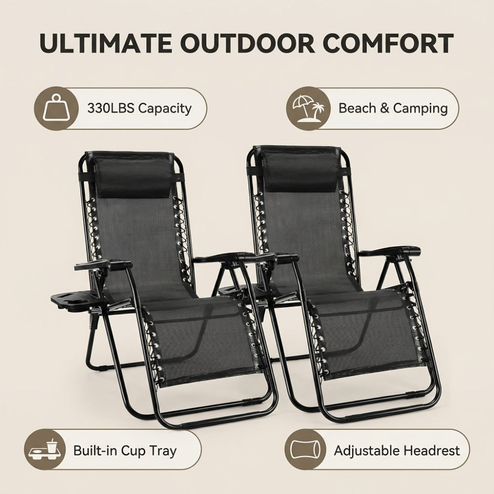 Zero-Gravity Foldable Outdoor Lounge Chair with Cup Holder for Patio detail image - detail view 4