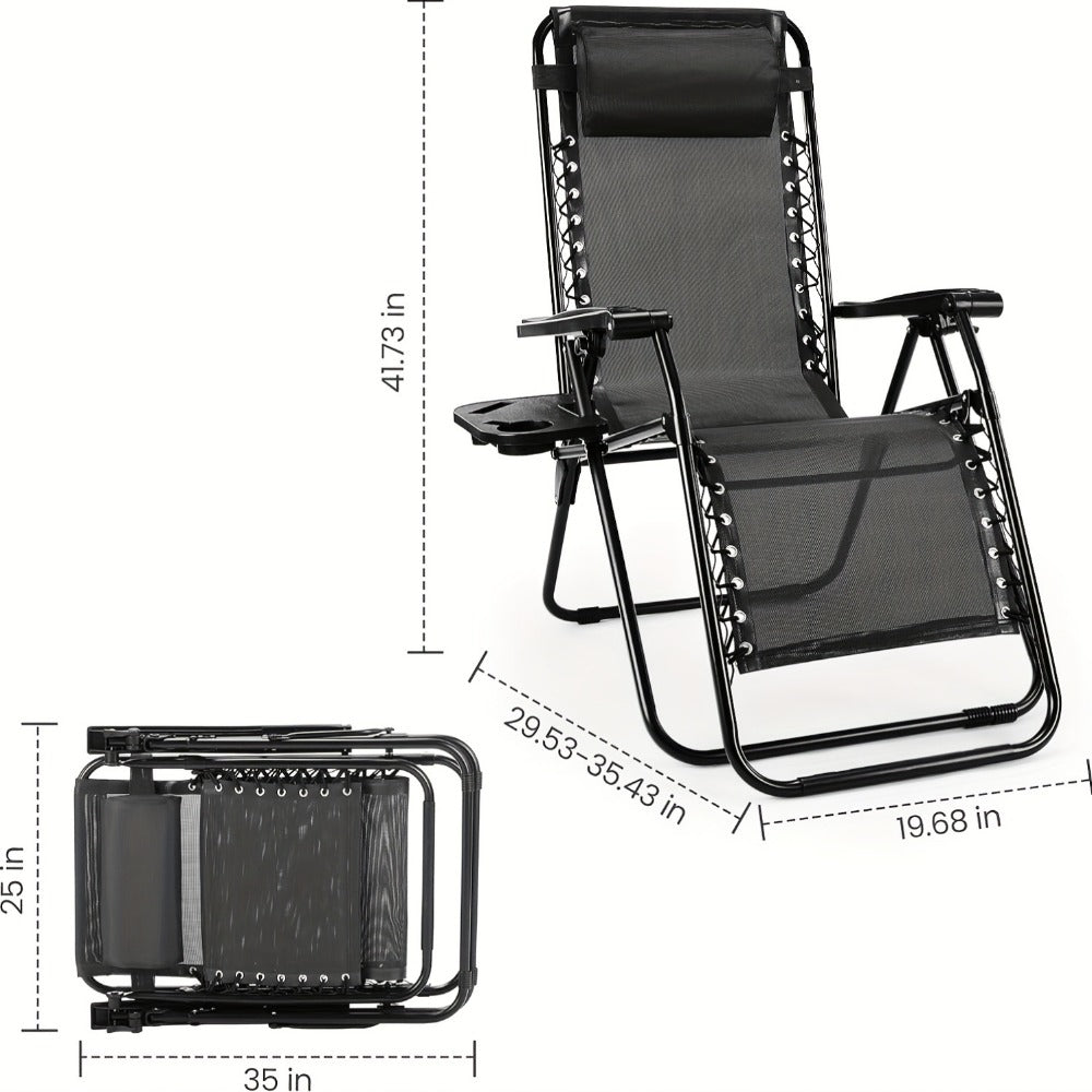 Zero-Gravity Foldable Outdoor Lounge Chair with Cup Holder for Patio detail image - detail view 6