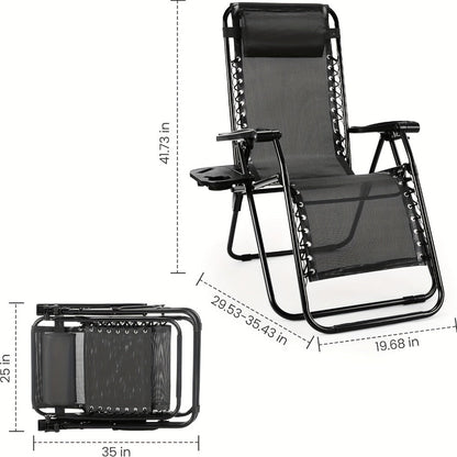 Zero-Gravity Foldable Outdoor Lounge Chair with Cup Holder for Patio detail image - detail view 6