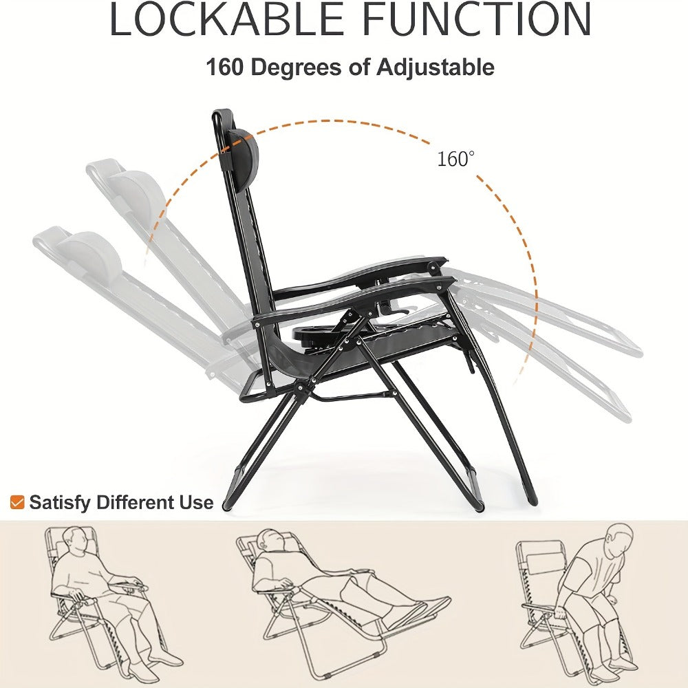 Zero-Gravity Foldable Outdoor Lounge Chair with Cup Holder for Patio detail image - detail view 8