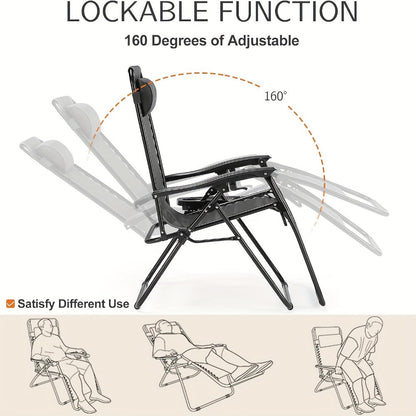 Zero-Gravity Foldable Outdoor Lounge Chair with Cup Holder for Patio detail image - detail view 8